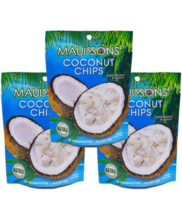 Maui&Sons Coconut Chips - 1.4 Oz (3 Bags) 1.4 Ounce (Pack of 3)