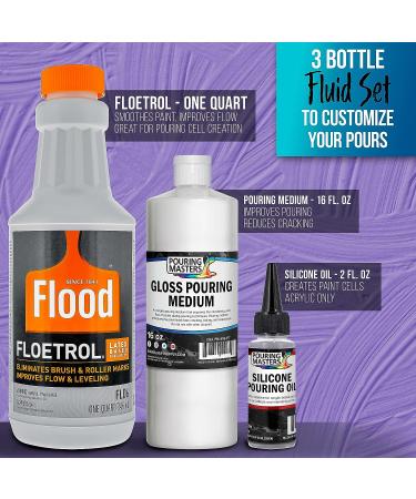 U.S. Art Supply 1 Quart Floetrol Pouring Medium Kit for Epoxy Resin with Silicone Oil, Cups, Stands, Sticks, and Knives - Buy Online on GoSupps.com