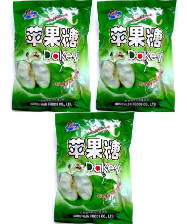 Hong Yuan Green Apple Classic Series Dakeyi Candy 12.3 Oz 350 G Pack of 3