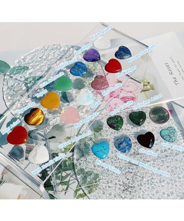 Qinjiejie 20pcs Heart Gemstones Crystals Set - Amethyst Rose Quartz & Chakra Stones for Meditation - Natural Pocket Palm Crystals - Buy Online on GoSupps.com