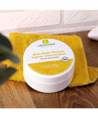 Greenendoor Body Butter BodyMousse - Organic Shea Butter Ginger Lemongrass 200ml | Vegan Natural Skin Care Cream for Intensive Moisturization - Buy Online on GoSupps.com