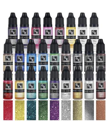 Metallic Alcohol Ink Set - 26 Metallic Colors Alcohol Based Ink for Resin Art