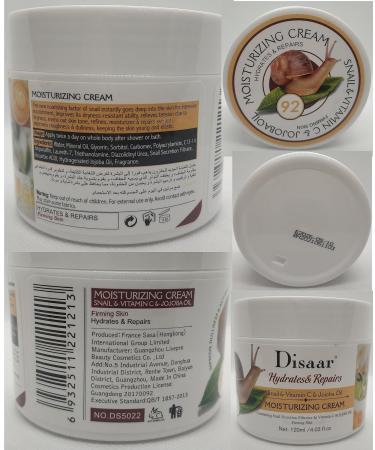 DISAAR Beauty Snail Vitamin C Jojoba Oil Firming Skin Moisturizing Cream Hydrates Repairs 120ml/4.03fl.oz - Buy Online on GoSupps.com
