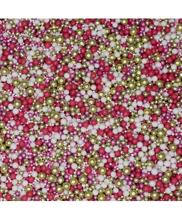 Soul Mate Pink White Gold Sprinkles - Valentines - Edible Pearls - Cake Topper Sprinkles - Edible Cupcake Decorations (60g pouch)