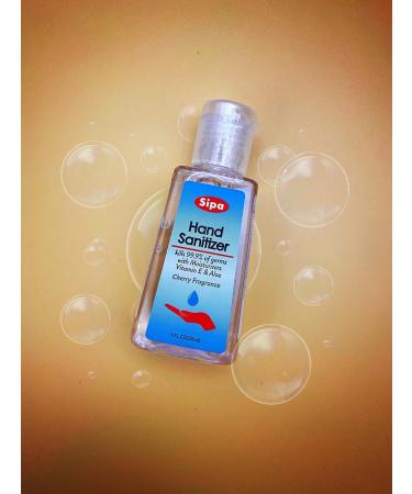 SIPA 1 oz Cherry Scent Hand Sanitizer - Pack of 24 | Travel Size with Aloe and Vitamin E | Includes 2 Keychain Holders - Buy Online on GoSupps.com
