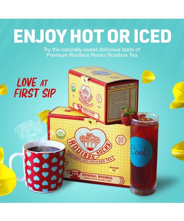 Rooibos Rocks Premium Organic Caffeine-Free Tea | 100 Tagless Teabags - Buy Online on GoSupps.com