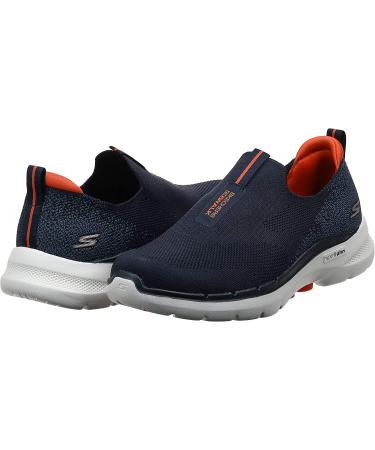 Skechers Men's GoWalk 6 Stretch Fit Slip-On Walking Shoe - Navy/Orange - Size 11 - Buy Online on GoSupps.com