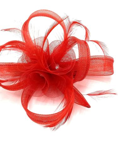 Ladies Feather Beak Clip Fascinator Weddings Races Royal Ascot Hair Piece Clip Red - Buy Online on GoSupps.com