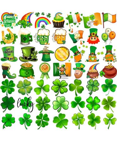 EGMBGM 49 PCS St. Patrick's Day Tattoos Stickers For Kids Women Men  3D Green Shamrock Temporary Tattoos St Patricks Day Irish Party Favor  Saint Patricks Day Accessories Lucky Clover Tattoos Adults