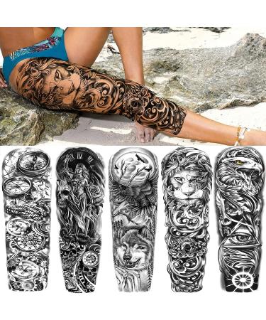 24 Sheets Cool Super Large Full Arm Temporary Tattoo Sleeve for Men & Women - Flower, Eagle, Compass, Tribal Tiger - 16 Sheets Thigh Adults Tatoo - FANRUI - Buy Online on GoSupps.com