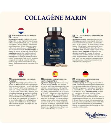 Collagene Marin + Acide Hyaluronique - Peau et Articulations - Enrichi en Vitamine C - Collag ne Premium Hydrolis Type 1 et 2-90 G lules - Fabriqu en France par Apyforme - Buy Online on GoSupps.com