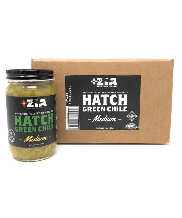 Original New Mexico Hatch Green Chile By Zia Green Chile Company - Delicious Flame-Roasted, Peeled & Diced Southwestern Certified Green Peppers For Salsas, Stews & More, Vegan & Gluten-Free - 6 Pack MEDIUM HEAT LEVEL