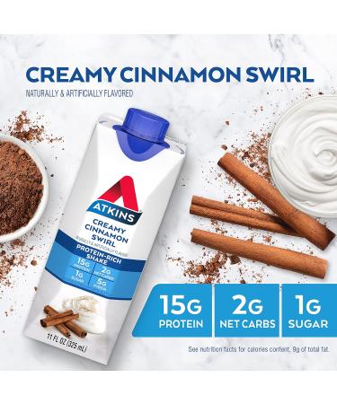 Atkins Creamy Cinnamon Swirl Protein Shake - 12 Count (3 Packs of 4) | High Protein, Low Glycemic, Gluten Free - Buy Online on GoSupps.com