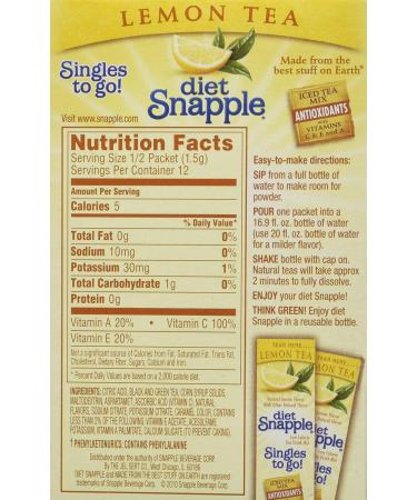 Diet Snapple Singles to Go Lemon Tea (6 Sticks in each box) 4 BOXES by Snapple - Buy Online on GoSupps.com