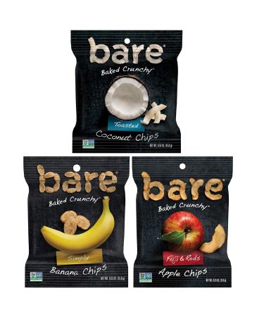 Bare Baked Crunchy Fruit Snack Pack, Gluten Free, Apples, Bananas, and Coconut Flavors, 0.53 Ounce (Pack of 16) Multi-Fruit 0.53 Ounce (Pack of 16)
