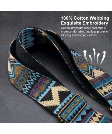 Purse Strap  2" Cowhide Head Wide Shoulder Strap Adjustable Replacement Retro Jacquard Embroidery Multi-Pattern Crossbody Bag Straps for Handbag Crossbody Bags Shoulder Bags(Retro Ethnic Green) - Buy Online on GoSupps.com