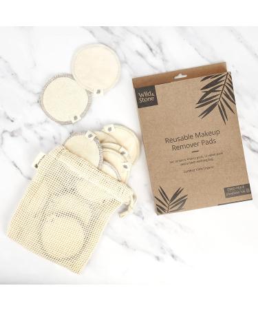 Wild & Stone Reusable Make-Up Remover Pads | 16 Eco-Friendly Organic Cotton Pads | Washable Bag Included | Perfect for All Skin Types - Buy Online on GoSupps.com