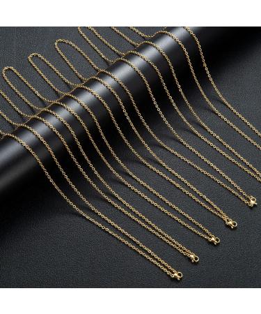 20 Pack Gold Plated Stainless Steel Cable Chain Necklace Bulk - 18 Inches - Jewelry Making - Buy Online on GoSupps.com