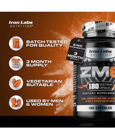 Iron Labs ZM6 3 Month Supply Zinc Magnesium Aspartate Supplement 180 Vegetarian Capsules Magnesium and zinc Supplements for Men & Women 180 Count (Pack of 1) - Buy Online on GoSupps.com