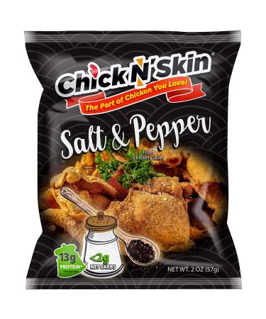 Chick N Skin Fried Chicken Skins - Chinese Salt & Pepper Flavor (4Pack) | Keto Friendly Low Carb High Protein Snacks, Light & Crispy, Made with Organic Chicken 2-oz. per Bag