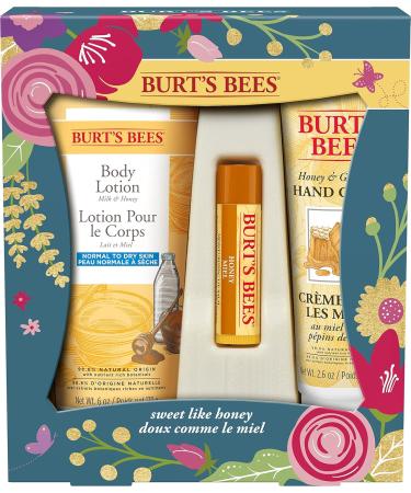 Burt's Bees Gifts 3 Skincare Products Sweet Like Honey Spring Set - Honey Lip Balm Milk and Honey Body Lotion & Honey Grapeseed Hand Cream - Buy Online on GoSupps.com