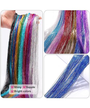 47 Hair Tinsel Kit with Tool - 12 Colors, 2400 Strands Glitter Fairy Hair Extensions for Women & Girls - Perfect for Christmas, New Year, Halloween Parties - Buy Online on GoSupps.com