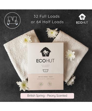 EcoHut Laundry Sheets - Non Bio Laundry Detergent Sheets - 32 to 64 Loads- Laundry Sheets Detergent - Eco Laundry Detergent UK - Travel Laundry Detergent - Laundry Strips Peony 32 Count (Pack of 1) - Buy Online on GoSupps.com