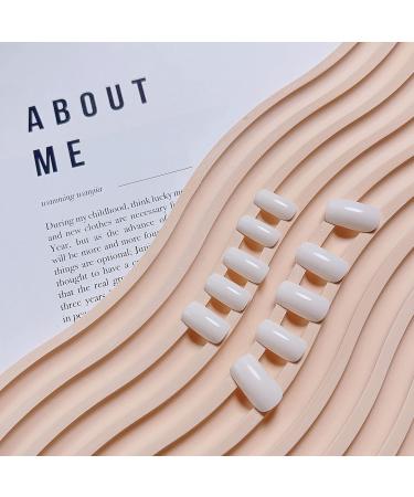KXAMELIE Milky White Glossy Fake Nails Set - 24PCS Medium Length Square Press On Nails for Women and Girls - Solid Color Stick On Nails for Daily Wear - Buy Online on GoSupps.com