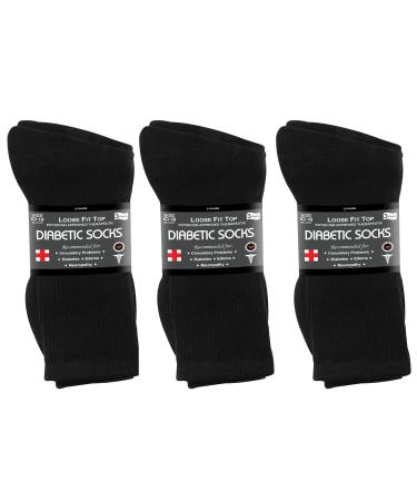 Personal Touch Diabetic Crew Socks Unisex Men's 10-13 Black
