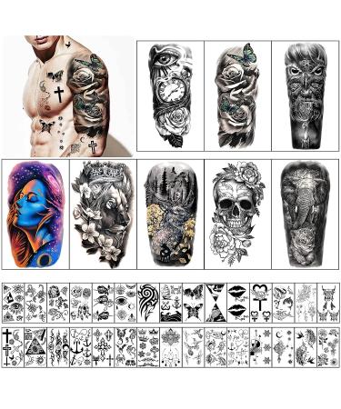 Waterproof Temporary Tattoos for Adults - Extra Large Full Arm and Half Arm Shoulder Designs - 46 Sheets Total - Tiny Lasting Tattoo Stickers for Men and Women - Buy Online on GoSupps.com