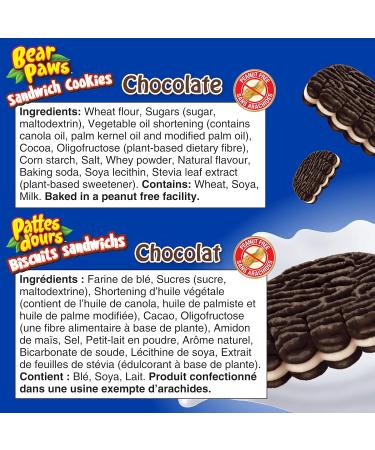 Bear Paws Chocolate Sandwich Cookies - Soft Cookie Snack Packs School Snacks Made With Real Cocoa Peanut Free 168g 6 Pouches - Buy Online on GoSupps.com
