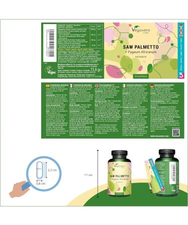 Buy Saw Palmetto + Pygeum Africannum Vegavero 500mg & 200mg Vegan Capsules | 90 Count | 45% Fatty Acids & 10% Sterols | Natural & Additive-Free Supplement - Buy Online on GoSupps.com