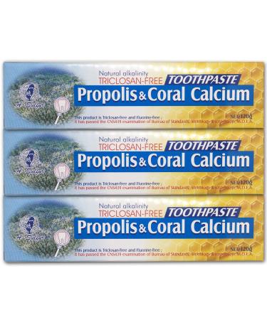 Natural Fluoride Free Propolis Toothpaste Anti-Plaque Triclosan Free No Preservative No Artificial Sweetener No Chemical with Okinawa Coral Calcium 120g (4.2 oz) Made in Taiwan (3)