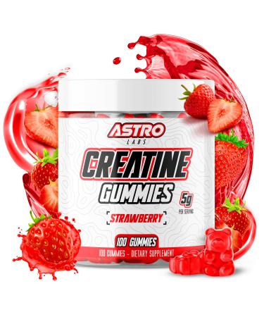 Creatine Gummies for Men & Women - 5g per Serving Increase Strength Muscle Gain Recovery Endurance - Vegan Gluten-Free Low Sugar Creatine Monohydrate Gummies - Strawberry (100 Count)