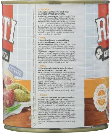 RINTI Kennerfleisch Chicken 12 x 800g - Premium Dog Food High-Quality Chicken International Shipping - Buy Online on GoSupps.com