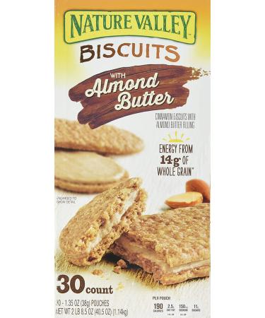 Nature Valley Almond Butter Sandwich Biscuits - 30 Count (1.35 oz/pouch) - Buy Online on GoSupps.com