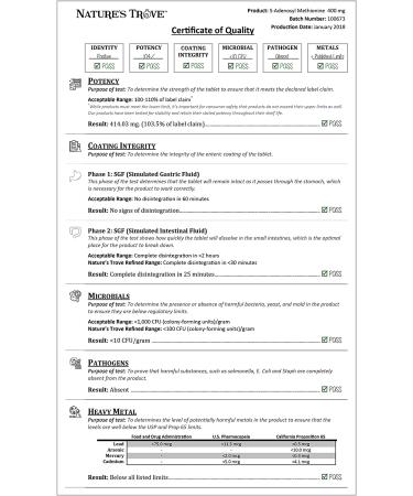 Nature's Trove SAM-e 400mg - 90 Enteric Coated Caplets | Vegan, Kosher, Non-GMO | Soy and Gluten Free - Cold Form Blister Packed - Buy Online on GoSupps.com