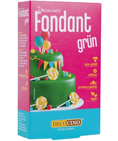 DECOCINO Fondant Green 250 g ideal for decorating cakes tarts cupcakes palm oil free & vegan Green 250 grams - Buy Online on GoSupps.com