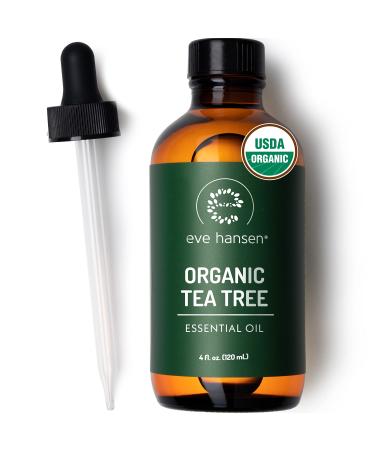 Eve Hansen Organic Tea Tree Oil (4oz) | Melaleuca Alternifolia | Pure Tea Tree Essential Oil for Skin Scalp Nails and Aromatherapy Tea Tree 4 Fl Oz (Pack of 1)
