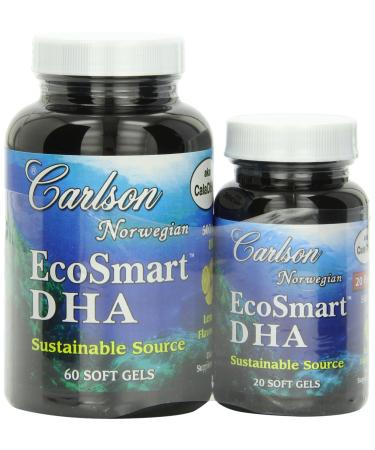 Carlson Labs EcoSmart DHA Natural Lemon Flavor 60 Soft Gels + Free 20 Soft Gels