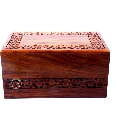 Hind Handicrafts Beautifully Handmade & Handcrafted Rosewood Borders Engraving Wooden Cremation Box/Urns for Human Ashes Adult Funeral Urn Box (X-tra Large : 11" x 7.25" x 4.5" - 260lbs or 118kg) X-tra Large : 11" x 7.25" x 4.5" - 260lbs or 118kg Natural - Buy Online on GoSupps.com