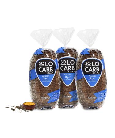 SoLo Carb Bread Artisan Rye (3 Loaves per Order) Artisan Rye 1 Pound (Pack of 3)