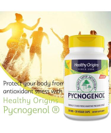 Healthy Origins Pycnogenol 100mg Pine Bark Extract with Procyanidins 30 Vegan Capsules SOYA Free Gluten Free Vegetarian Non GMO - Buy Online on GoSupps.com