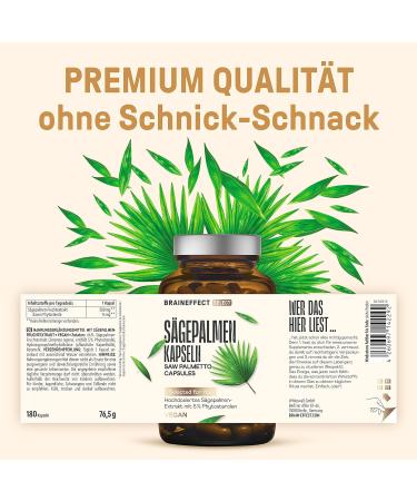 Buy Braineffect Saw Palmetto Extract 280mg - 180 Vegan Capsules No Magnesium Stearate German Quality 5% Phytosterols | High-Dose Saw Palmetto - Buy Online on GoSupps.com