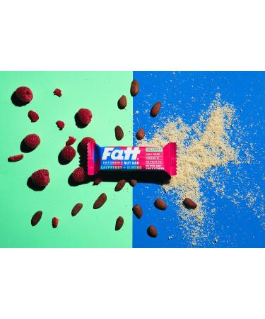 Fatt Keto Nut Bars - Raspberry & Almond 4 Pack | Low-Carb Gluten Free Clean Keto Snack Bars | High-Fibre Super Fats | Vegan & Sweetener-Free - Buy Online on GoSupps.com