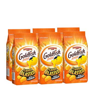 Goldfish Flavor Blasted Xtra Cheddar Crackers, 6.6 oz. Bag , Pack of 6