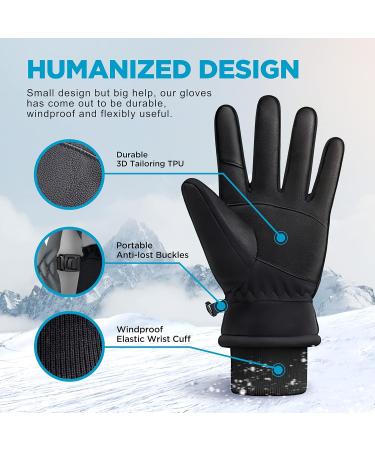 Rivmount Waterproof Touchscreen Winter Gloves for Men & Women | Warm Windproof Thermal Ski Gloves RSG601 in Dull Black - Buy Online on GoSupps.com