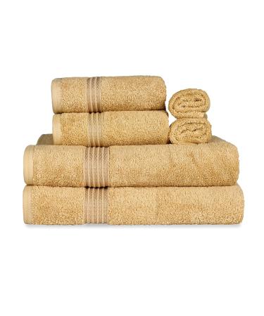 SUPERIOR Luxury Cotton Bath Towel Set - 6-Piece Towel Set, Premium Egyptian Cotton Towels, Gold Gold 6PC Set