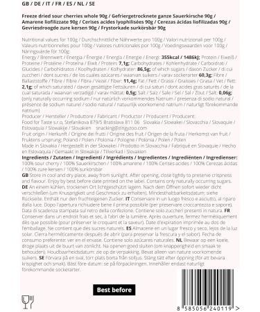  ZINGY ZOO Freeze Dried Sour Cherries | 100% Natural Cherries Sour Freeze Dried Fruit | Lyophilized Griottes Cherries | Free-dried nets - Buy Online on GoSupps.com