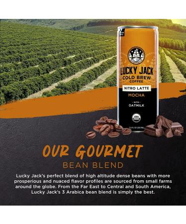 Lucky Jack Cold Brew Coffee Mocha - Nitro Oat Milk Latte (12 Pack, 7.5oz Cans) - 130mg Caffeine - USDA Organic, Gluten-Free, Kosher - Nut-Free - Mocha Latte - Buy Online on GoSupps.com
